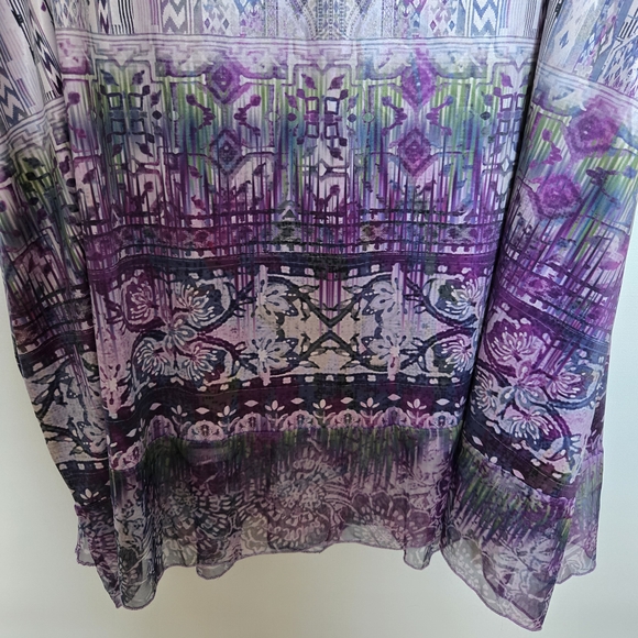 ONE WORLD DRESS MIDI MAXI TIE DYE FLOWY EASTER SPRING FLUTTER SLEEVES NWT LARGE - Picture 8 of 14